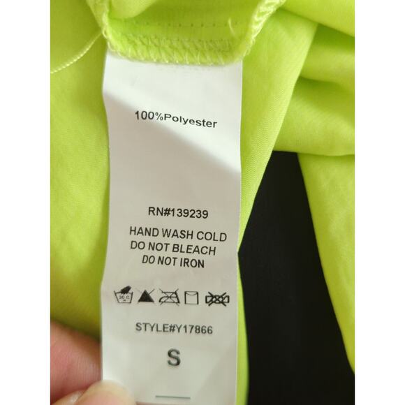 Do+Be Neon Green Smocked Waist Halter Neck Mini Dress Women's S Party Cocktail - Picture 8 of 11